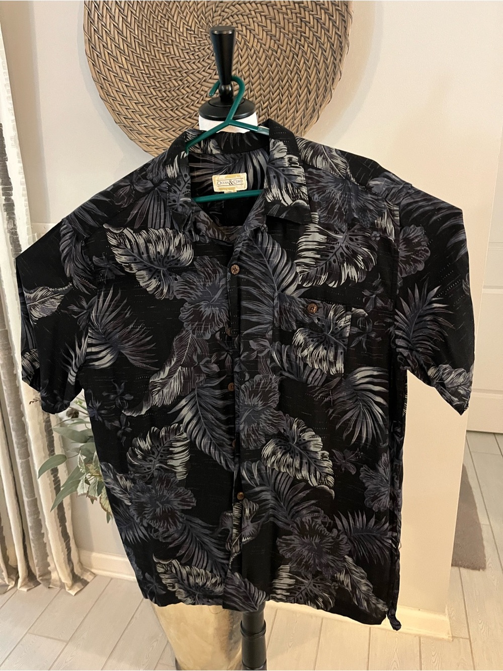 Casual Black Floral Button-Down Shirt by Oahu Life